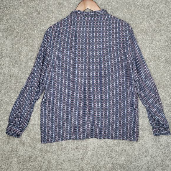 Vintage Purple Blue Dinosaur Print Long Sleeve Novelty Button Up Shirt Size 38 - Picture 6 of 7